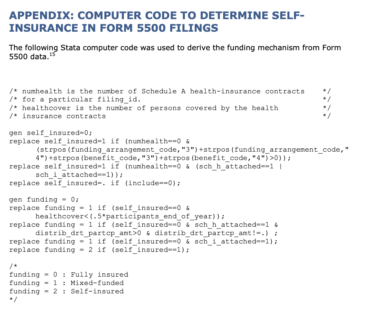 Initial attempt to determine plan funding status from Form 5500 status for report to congress. Used in 2012 and included in Deloitte's report outlining the limitations of this dataset on identifying plan funding status.‍